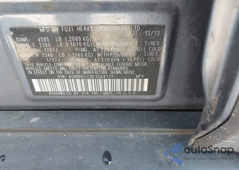 2014 Subaru Outback 2.5I Limited from USA, damaged, VIN 4S4BRCLC9E3264177